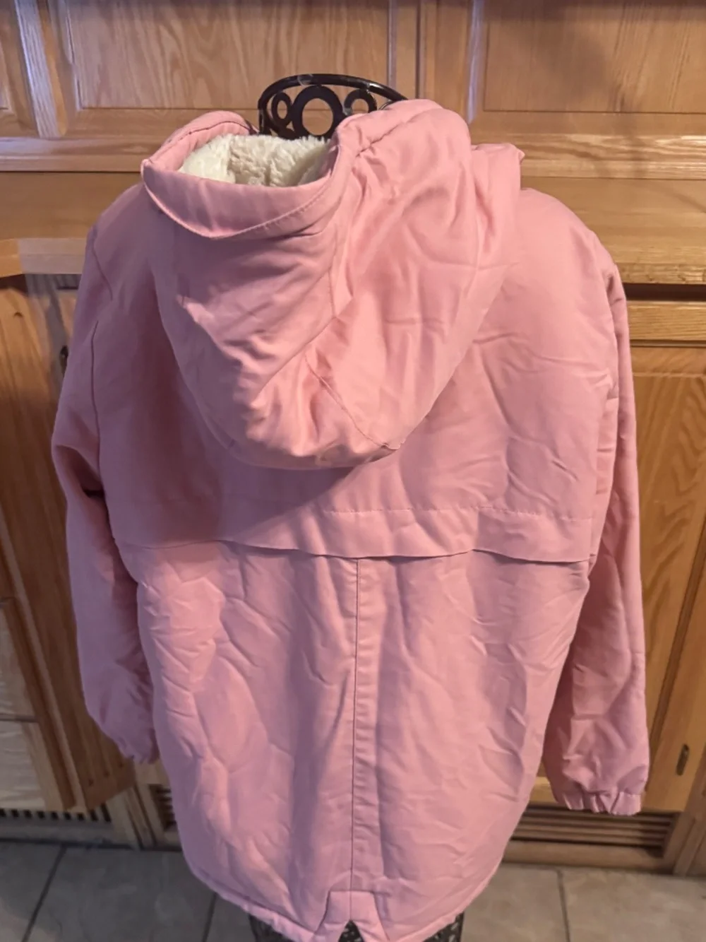 Cat & Jack Girls Blush Pink Warm Winter Coat Large Faux Fur Lined Classic Casual